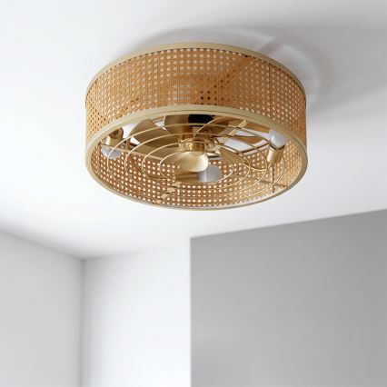 Brilagi - Stropni ventilator 4xE27/40W/230V premer 50 cm bambus + daljinski upravljalnik