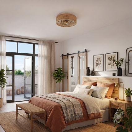 Brilagi - Stropni ventilator 4xE27/40W/230V premer 50 cm bambus + daljinski upravljalnik