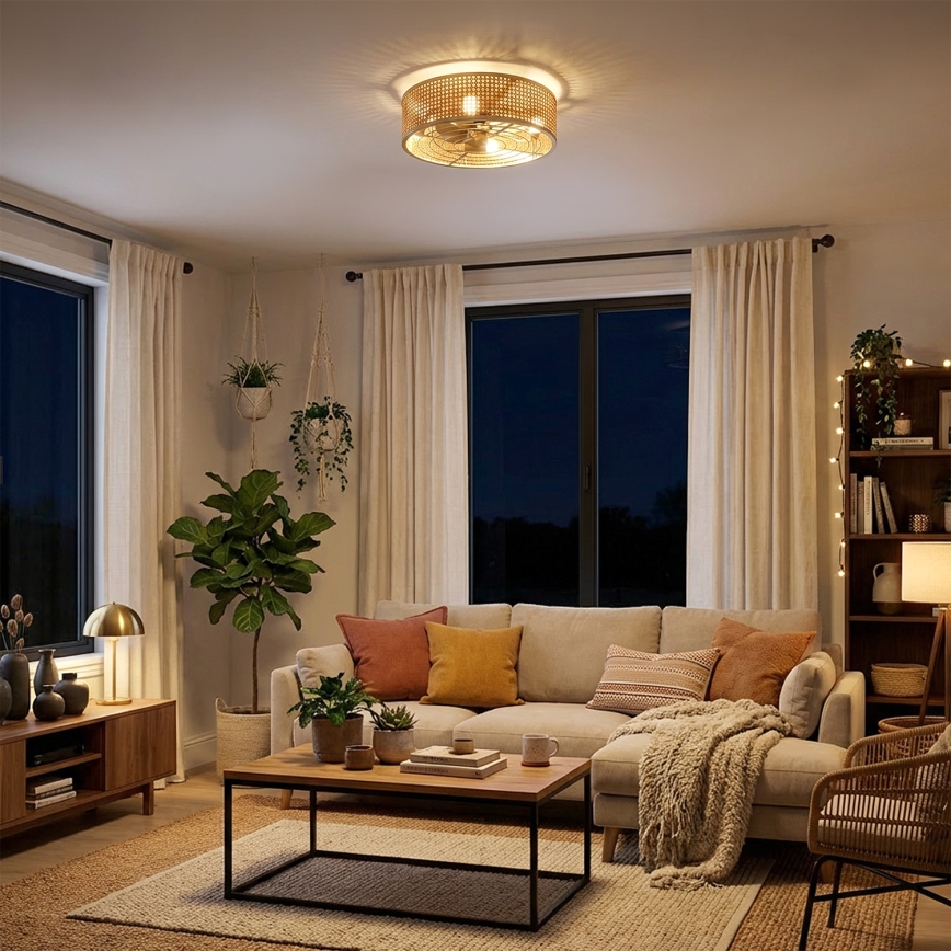 Brilagi - Stropni ventilator 4xE27/40W/230V premer 50 cm bambus + daljinski upravljalnik