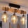 Brilagi - Stropno pritrjen lestenec WOOD GLASS 3xE27/60W/230V borovina/črna/dimljeno bež