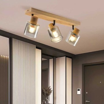 Brilagi - Stropno svetilo HYGGE 3xE14/15W/230V leseno/dimljeno