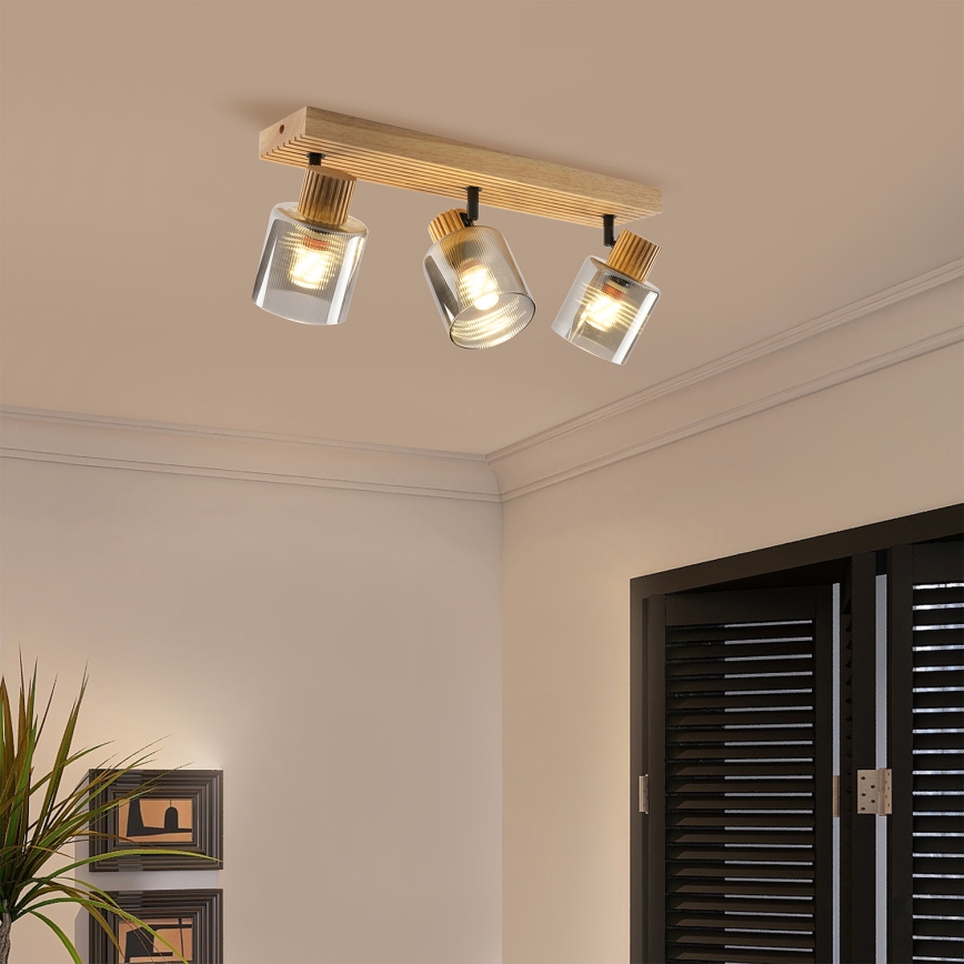 Brilagi - Stropno svetilo HYGGE 3xE14/15W/230V leseno/dimljeno