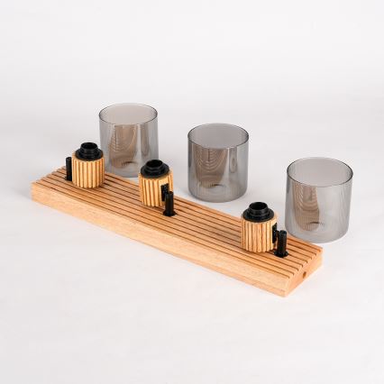 Brilagi - Stropno svetilo HYGGE 3xE14/15W/230V leseno/dimljeno