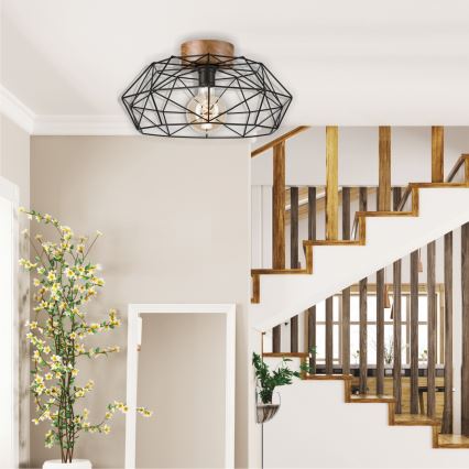 Brilagi - Stropna svetilka WOODY BASKET 1xE27/60W/230V premer 40 cm hrast