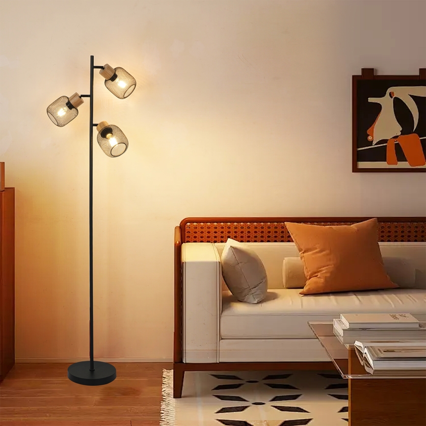 Brilagi - Talna svetilka BASKLITE 3xE27/15W/230V les/črna