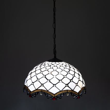 Brilagi - Tiffany vitražen lestenec na verigi IVORY 1xE27/60W/230V premer 40 cm