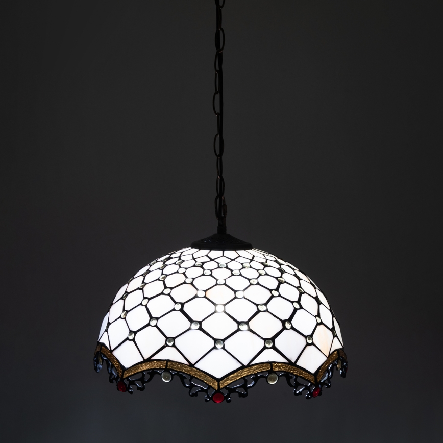 Brilagi - Tiffany vitražen lestenec na verigi IVORY 1xE27/60W/230V premer 40 cm