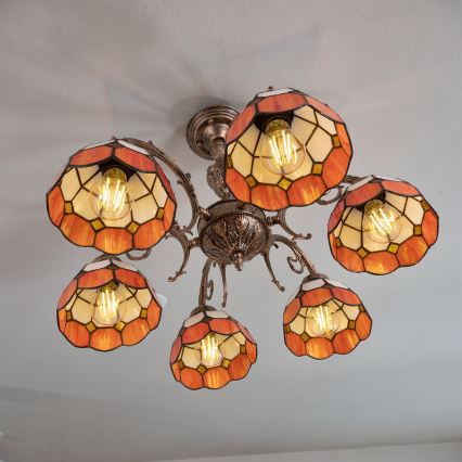 Brilagi - Tiffany vitražna pritrjena stropna svetilka SIENNA 6xE27/60W/230V, premer 60 cm