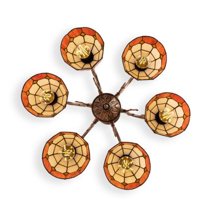 Brilagi - Tiffany vitražna pritrjena stropna svetilka SIENNA 6xE27/60W/230V, premer 60 cm
