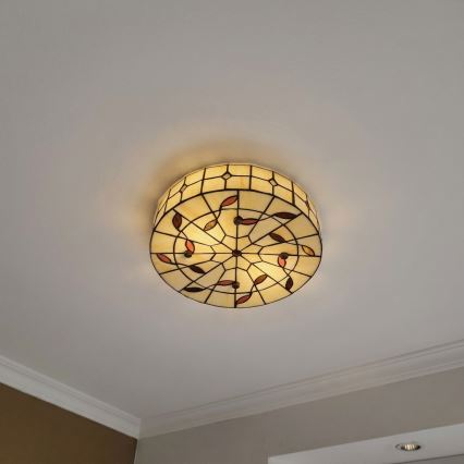 BRILAGI - Tiffany vitražna stropna svetilka FOLIA 2xE27/60W/230V premer 40 cm
