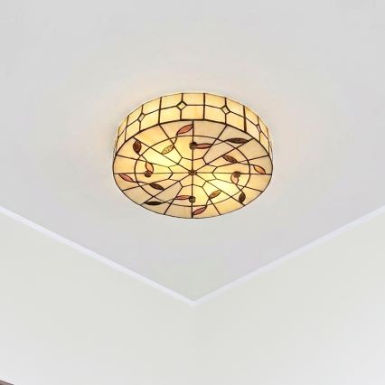 BRILAGI - Tiffany vitražna stropna svetilka FOLIA 2xE27/60W/230V premer 40 cm