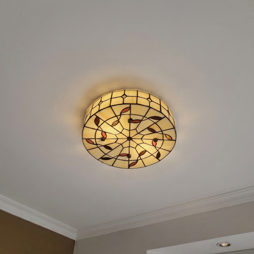 Brilagi - Tiffany vitražna stropna svetilka FOLIA 3xE27/60W/230V, premer 40 cm