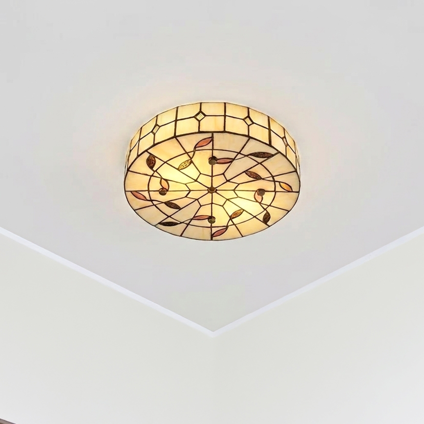 Brilagi - Tiffany vitražna stropna svetilka FOLIA 3xE27/60W/230V, premer 40 cm