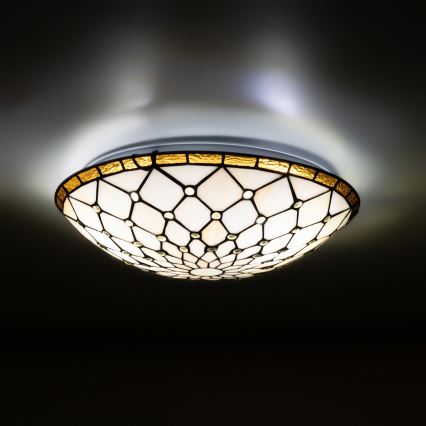 Brilagi - Tiffany vitražna stropna svetilka IVORY 2xE27/60W/230V premer 40 cm