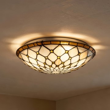Brilagi - Tiffany vitražna stropna svetilka SLONOKOŠČENA 2xE27/60W/230V premer 40 cm