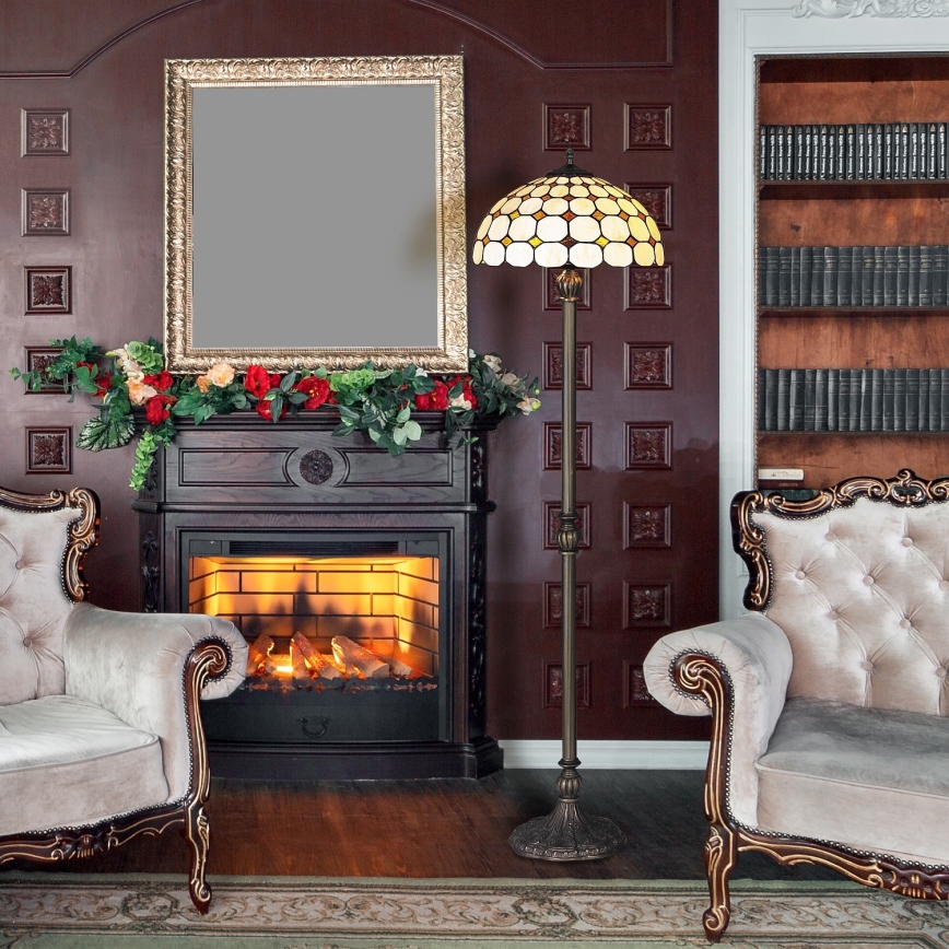 Brilagi - Tiffany vitražna talna svetilka DORAN 2xE27/60W/230V