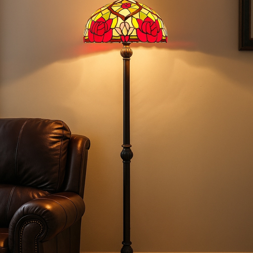 Brilagi - Tiffany vitražna talna svetilka GARLAN 2xE27/60W/230V