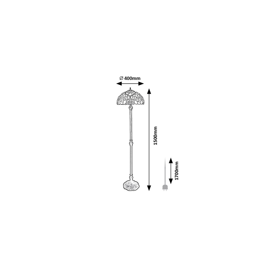 Brilagi - Tiffany vitražna talna svetilka GARLAN 2xE27/60W/230V