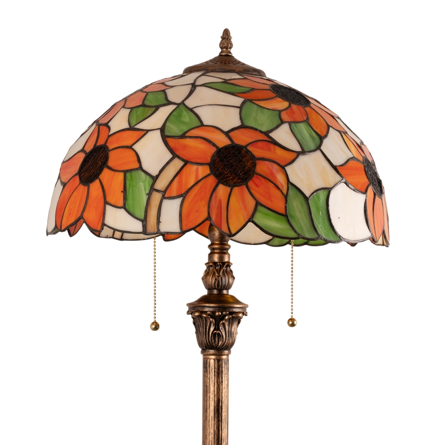Brilagi - Tiffany vitražna talna svetilka SUNFLOWER 2xE27/60W/230V
