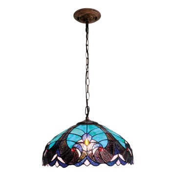 BRILAGI - Tiffany vitražni lestenec na verigi CORAL 1xE27/60W/230V, premer 40 cm