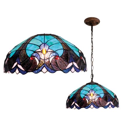 BRILAGI - Tiffany vitražni lestenec na verigi CORAL 1xE27/60W/230V, premer 40 cm