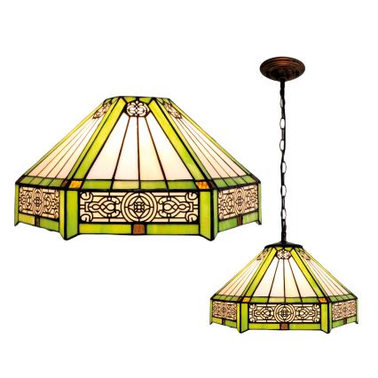 BRILAGI - Tiffany vitražni lestenec na verigi EMERALD 1xE27/60W/230V premer 40 cm