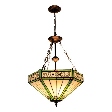 BRILAGI - Tiffany vitražni lestenec na verigi EMERALD 3xE27/60W/230V Ø 50 cm