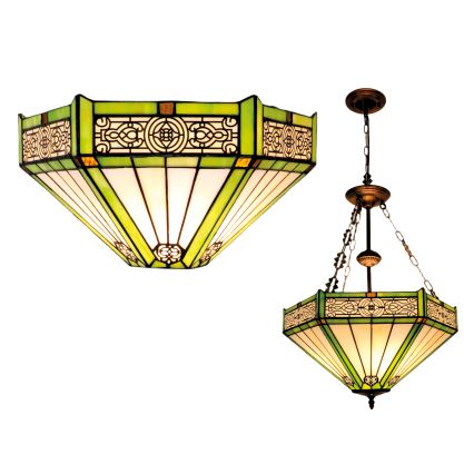 BRILAGI - Tiffany vitražni lestenec na verigi EMERALD 3xE27/60W/230V Ø 50 cm
