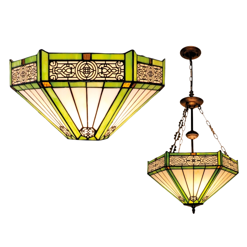 BRILAGI - Tiffany vitražni lestenec na verigi EMERALD 3xE27/60W/230V Ø 50 cm