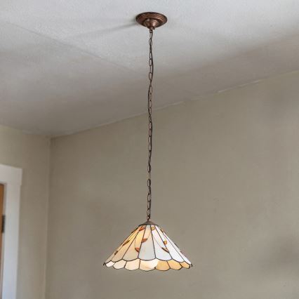 Brilagi - Tiffany vitražni lestenec na verigi FOLIA 1xE27/60W/230V premer 40 cm
