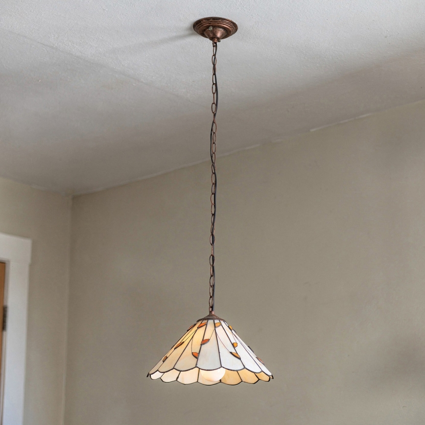 Brilagi - Tiffany vitražni lestenec na verigi FOLIA 1xE27/60W/230V premer 40 cm