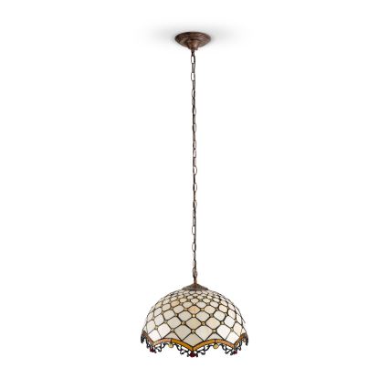 BRILAGI - Tiffany vitražni lestenec na verigi IVORY 1xE27/60W/230V premer 40 cm
