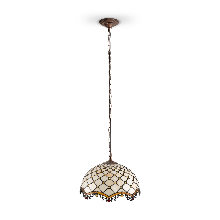 BRILAGI - Tiffany vitražni lestenec na verigi IVORY 1xE27/60W/230V premer 40 cm