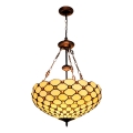 BRILAGI - Tiffany vitražni lestenec na verigi IVORY SMOOTH 3xE27/60W/230V Ø 50 cm