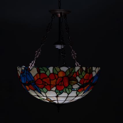 Brilagi - Tiffany vitražni lestenec na verigi JUNGLE 3xE27/60W/230V, premer 50 cm