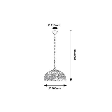 Brilagi - Tiffany vitražni lestenec na verigi LORAS 2xE27/60W/230V