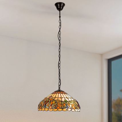 Brilagi - Tiffany vitražni lestenec na verigi LUISA 2xE27/60W/230V