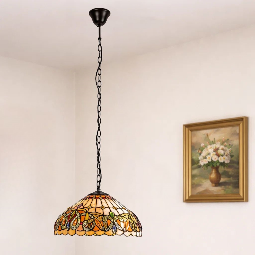 Brilagi - Tiffany vitražni lestenec na verigi LUISA 2xE27/60W/230V
