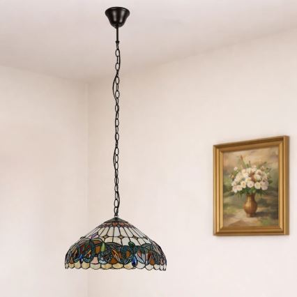 Brilagi - Tiffany vitražni lestenec na verigi LUISA 2xE27/60W/230V