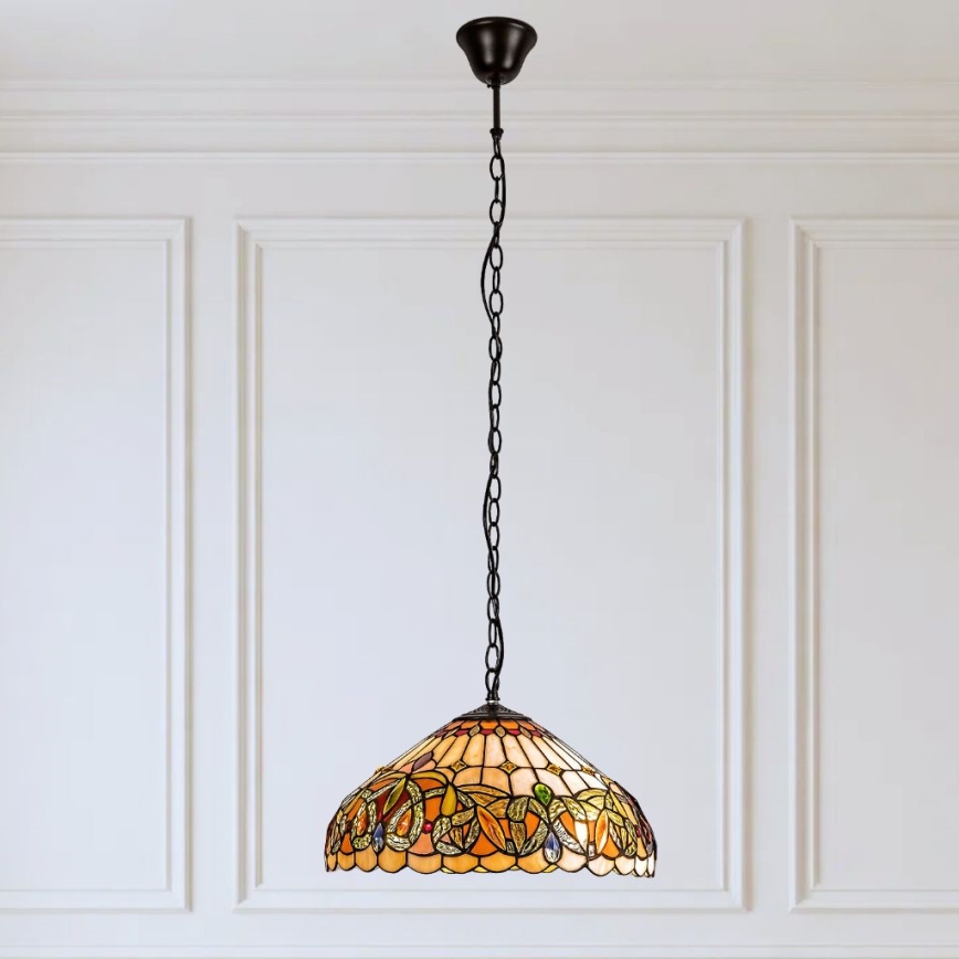 Brilagi - Tiffany vitražni lestenec na verigi LUISA 2xE27/60W/230V