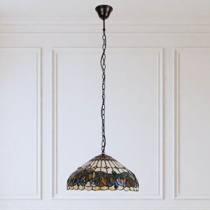 Brilagi - Tiffany vitražni lestenec na verigi LUISA 2xE27/60W/230V