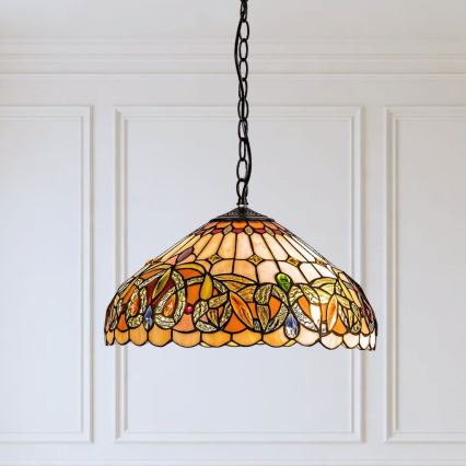 Brilagi - Tiffany vitražni lestenec na verigi LUISA 2xE27/60W/230V