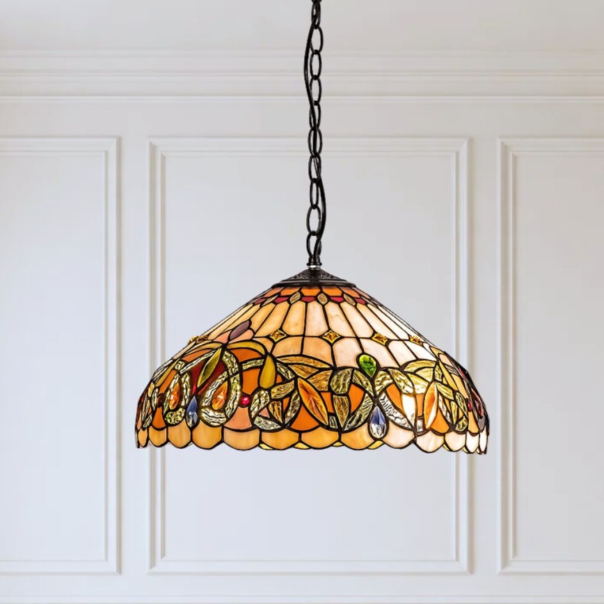 Brilagi - Tiffany vitražni lestenec na verigi LUISA 2xE27/60W/230V