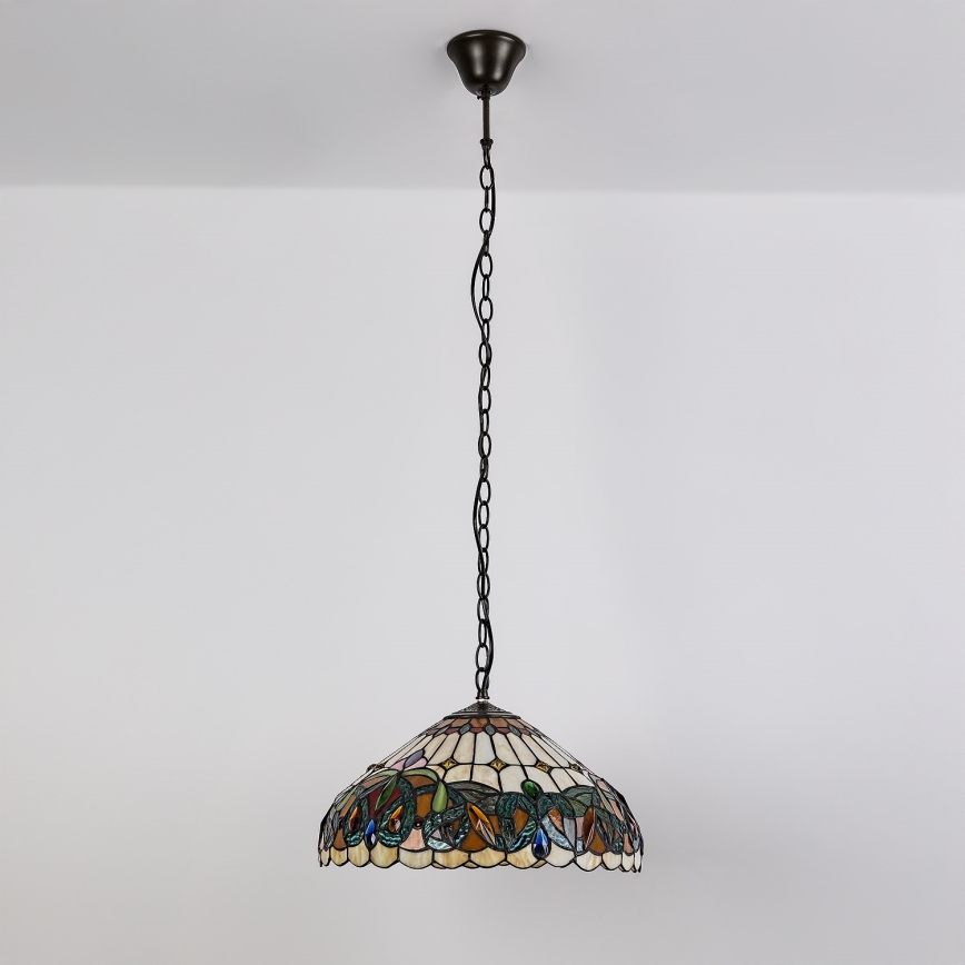Brilagi - Tiffany vitražni lestenec na verigi LUISA 2xE27/60W/230V