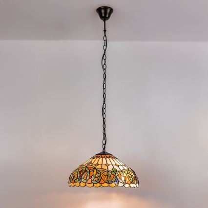 Brilagi - Tiffany vitražni lestenec na verigi LUISA 2xE27/60W/230V