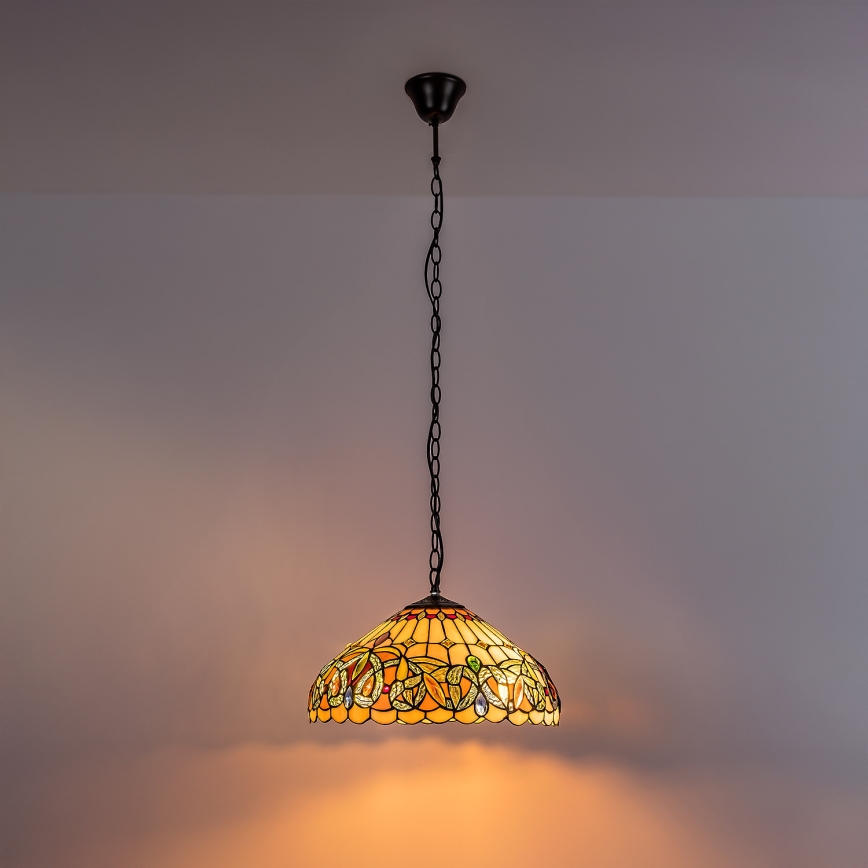 Brilagi - Tiffany vitražni lestenec na verigi LUISA 2xE27/60W/230V