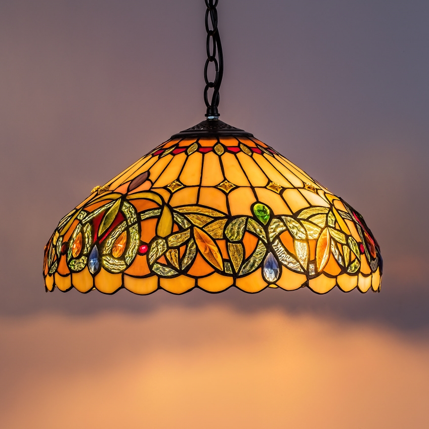 Brilagi - Tiffany vitražni lestenec na verigi LUISA 2xE27/60W/230V