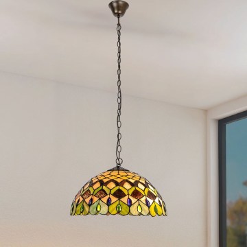 Brilagi - Tiffany vitražni lestenec na verigi MARGARET 2xE27/60W/230V