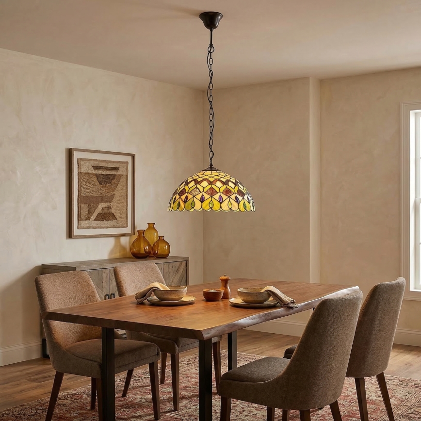 Brilagi - Tiffany vitražni lestenec na verigi MARGARET 2xE27/60W/230V