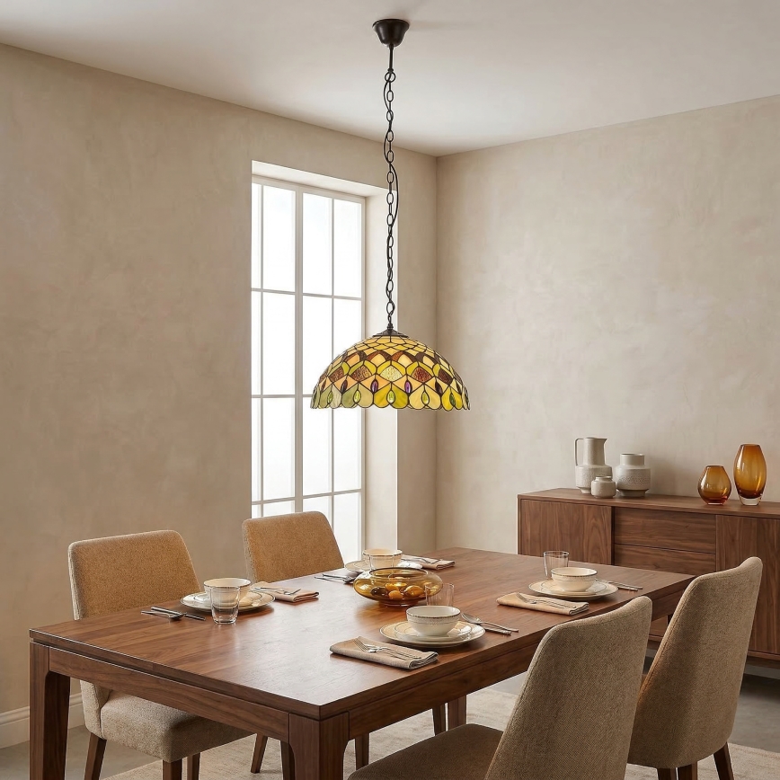 Brilagi - Tiffany vitražni lestenec na verigi MARGARET 2xE27/60W/230V